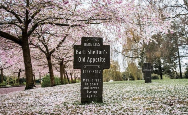Spiritual Constipation, Pile-ups, & Burdens Tombstone of Barb's old appetite